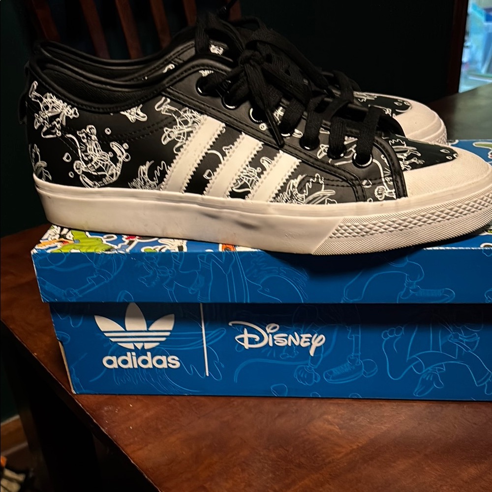 Adidas Black and White Sneakers with Disney Design